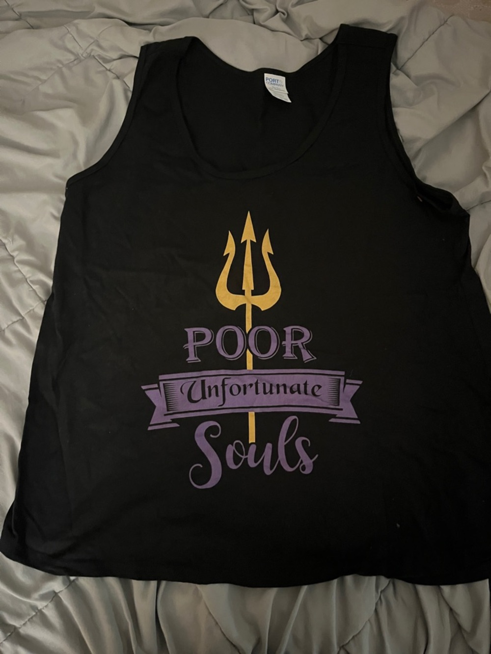 Black Tank Top with 'Poor Unfortunate Souls' Graphic